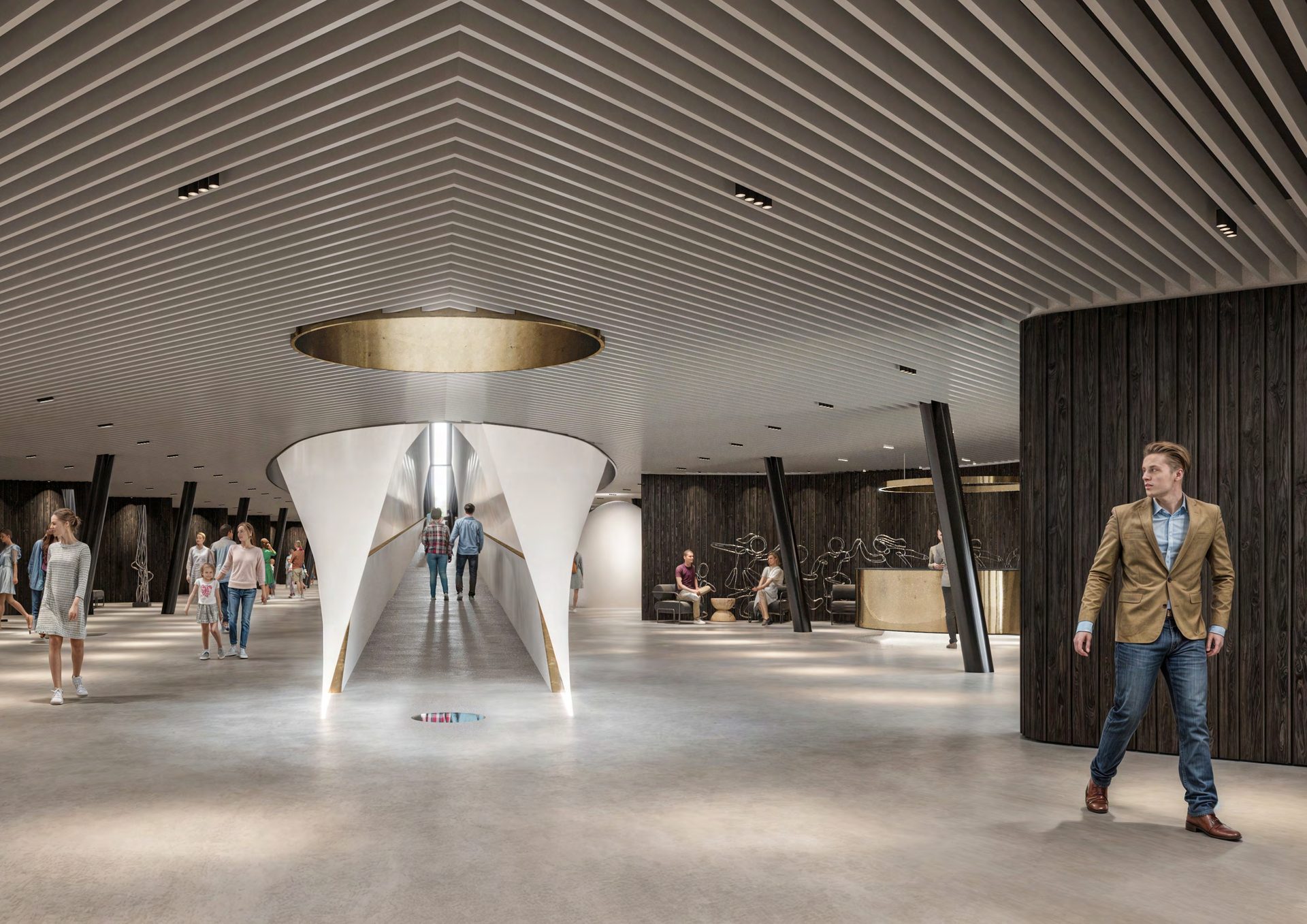 Forum Grația — interiorul muzeului «Arca» cu rampa monumentală